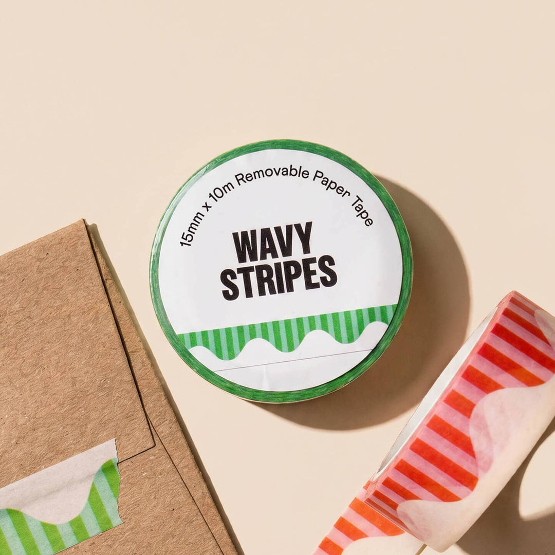 paper&stuff paper Wavy Stripes Washi Tape (Blue + Green)