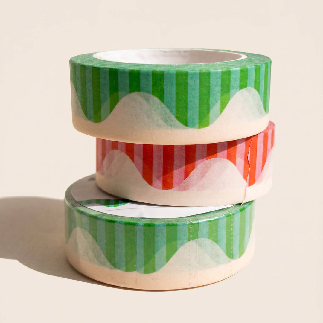 paper&stuff paper Wavy Stripes Washi Tape (Blue + Green)