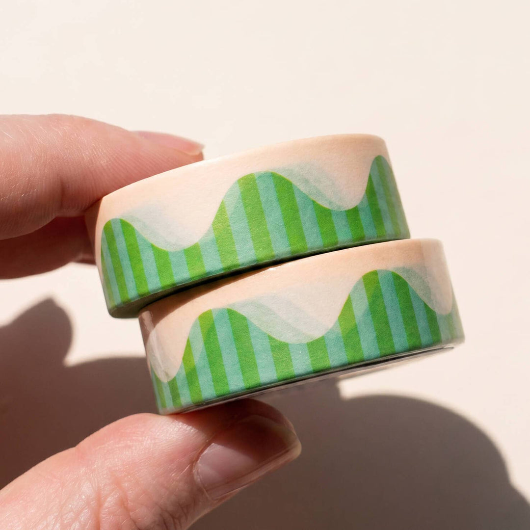 paper&stuff paper Wavy Stripes Washi Tape (Blue + Green)