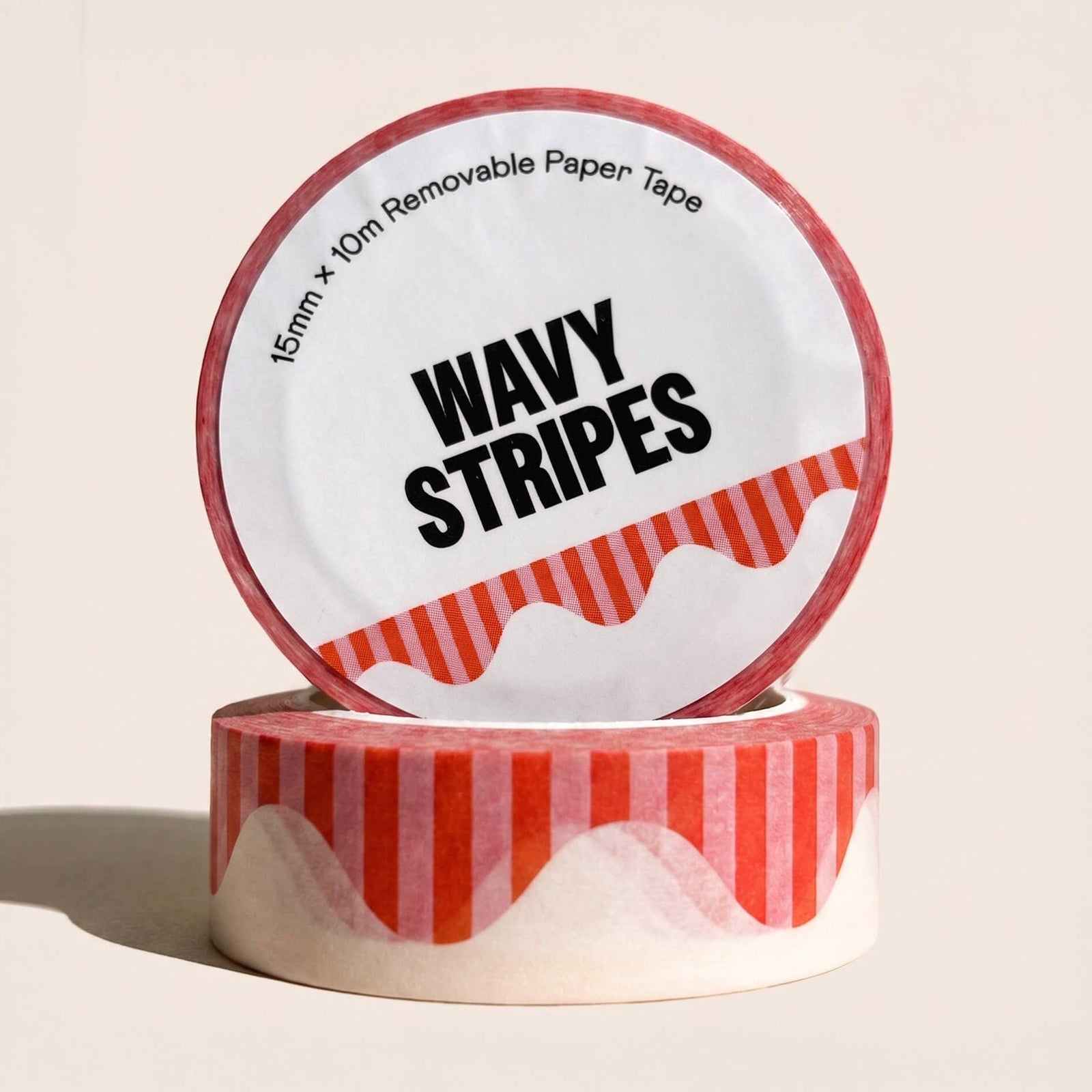 paper&stuff paper Wavy Stripes Washi Tape (Red + Pink)