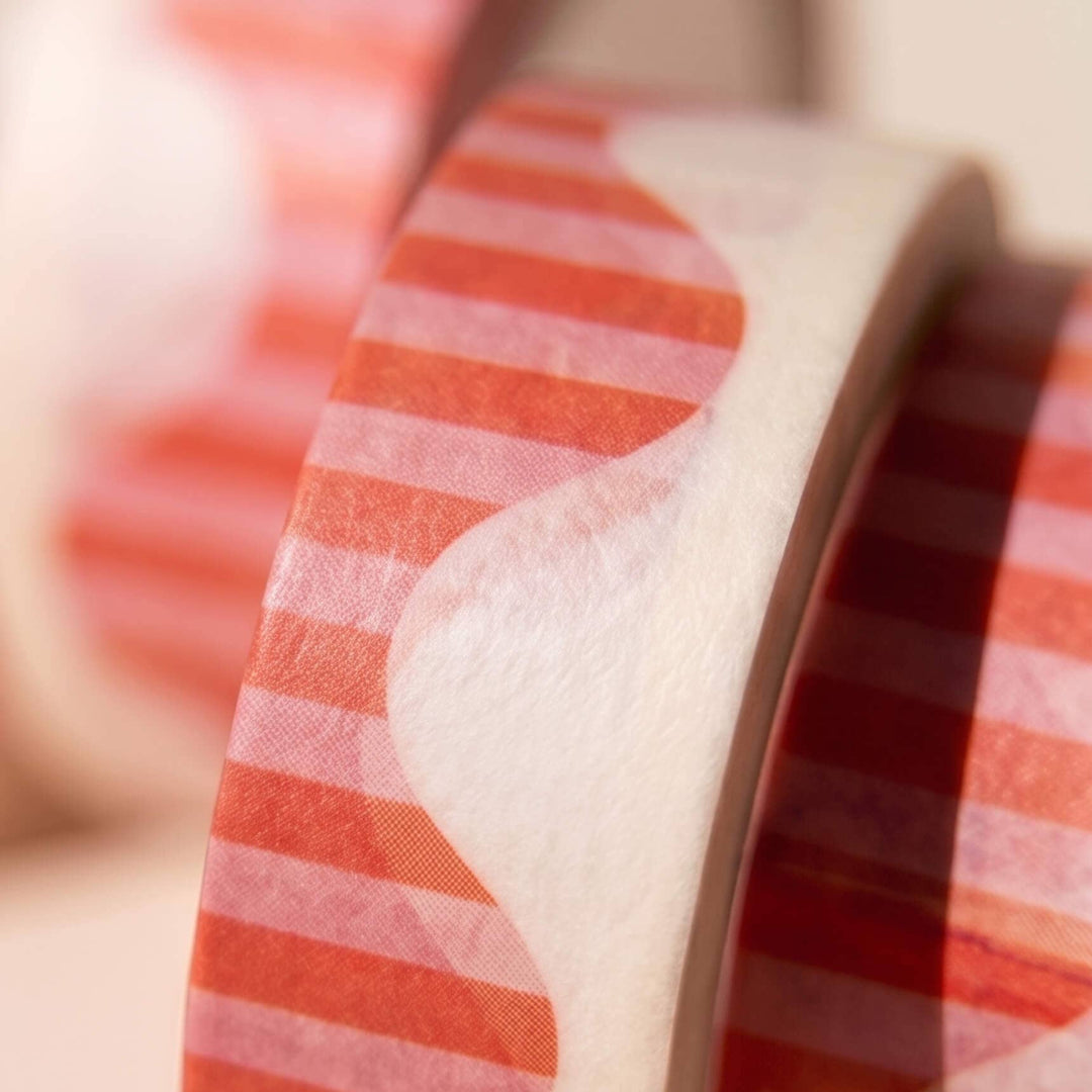 paper&stuff paper Wavy Stripes Washi Tape (Red + Pink)