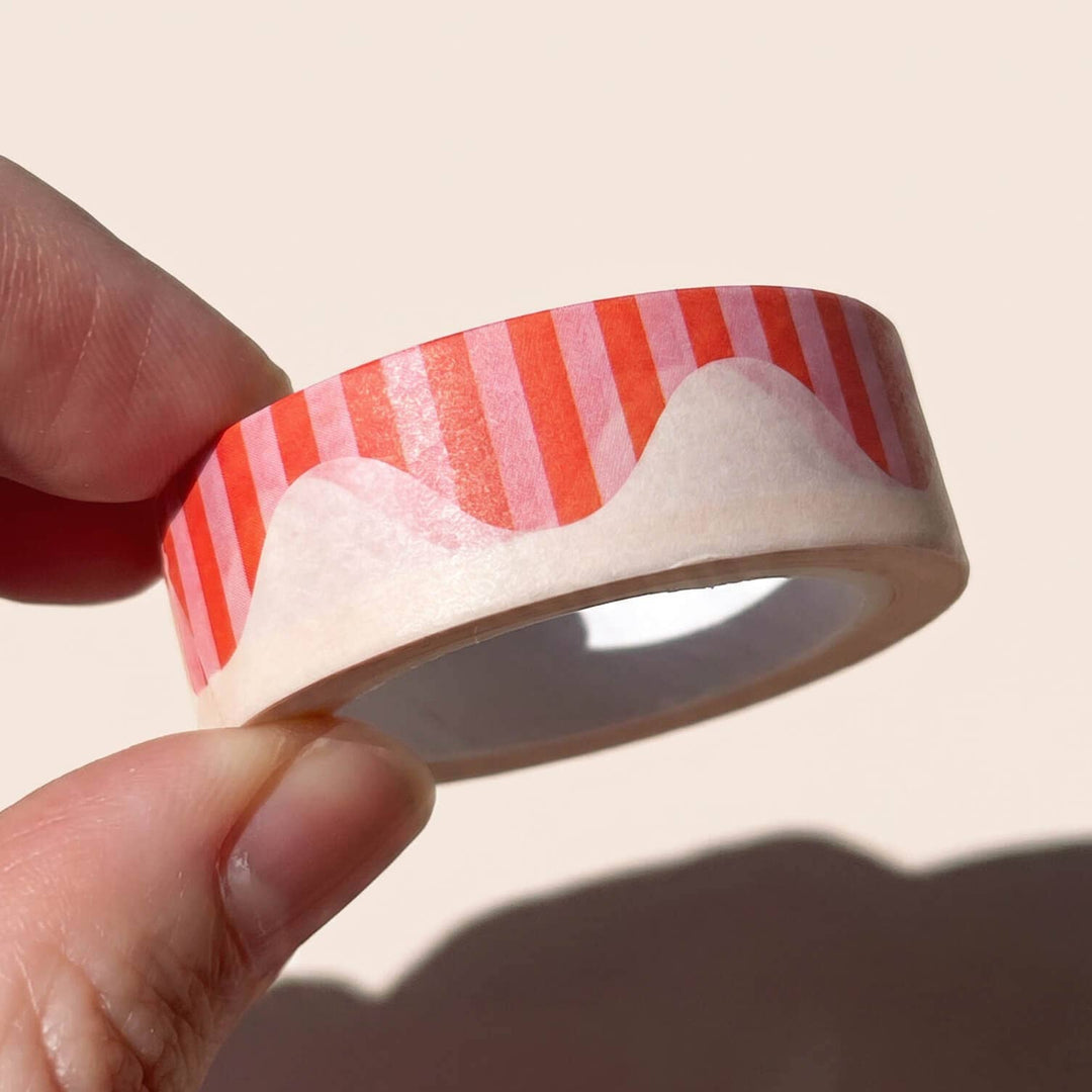 paper&stuff paper Wavy Stripes Washi Tape (Red + Pink)