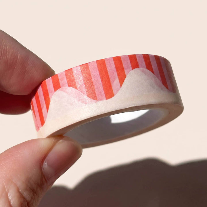 paper&stuff paper Wavy Stripes Washi Tape (Red + Pink)