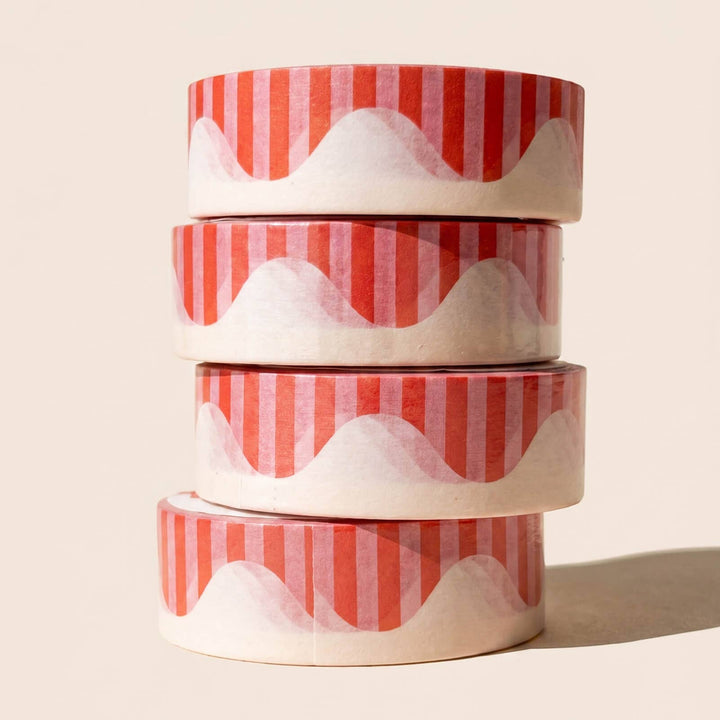 paper&stuff paper Wavy Stripes Washi Tape (Red + Pink)