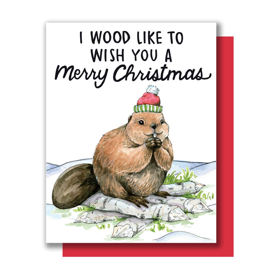 Paper Wilderness Card Merry Christmas Beaver Card