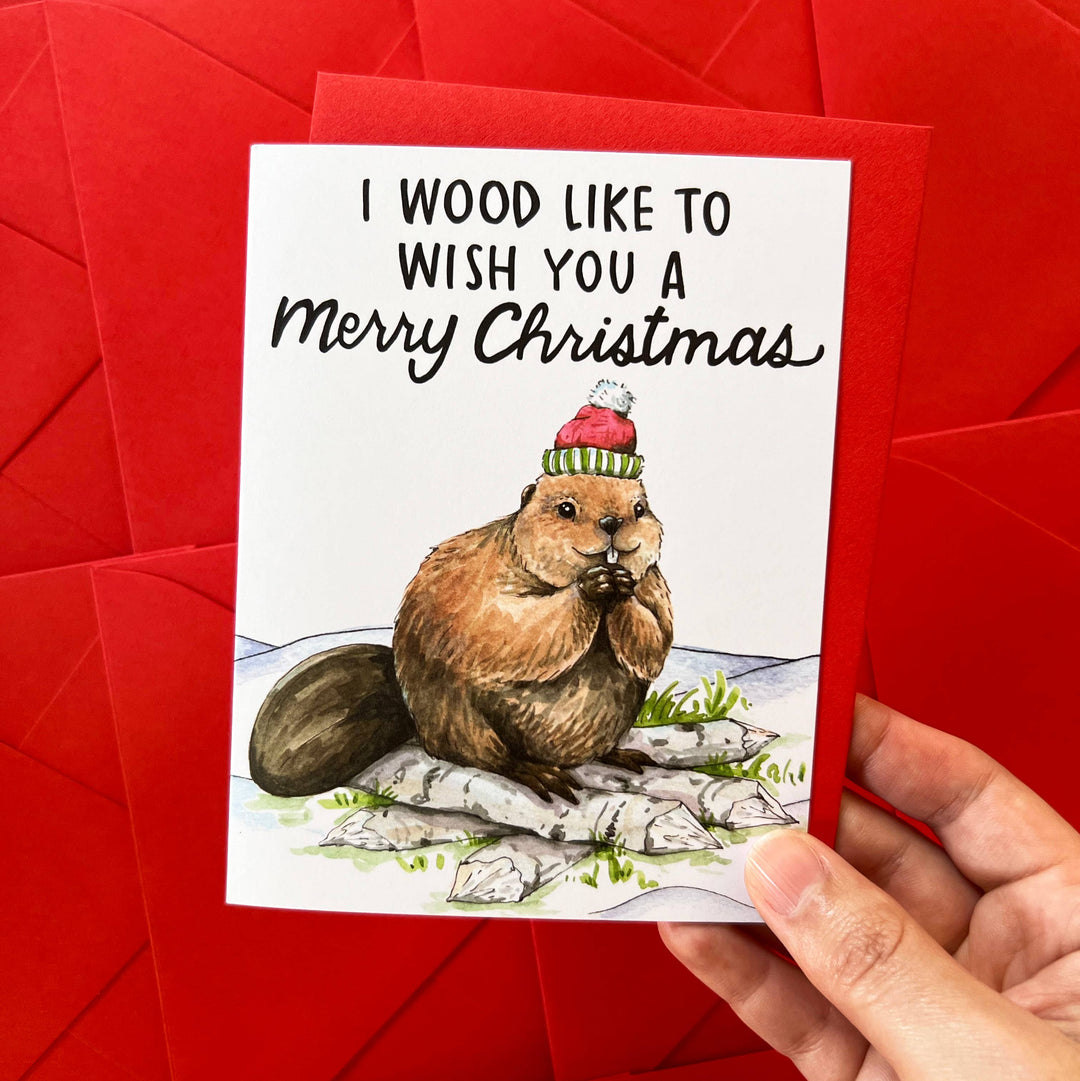 Paper Wilderness Card Merry Christmas Beaver Card