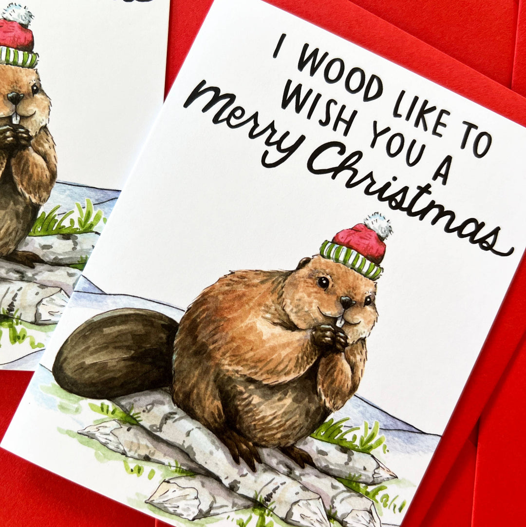 Paper Wilderness Card Merry Christmas Beaver Card