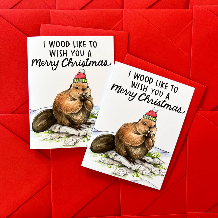 Paper Wilderness Card Merry Christmas Beaver Card