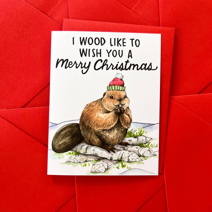 Paper Wilderness Card Merry Christmas Beaver Card