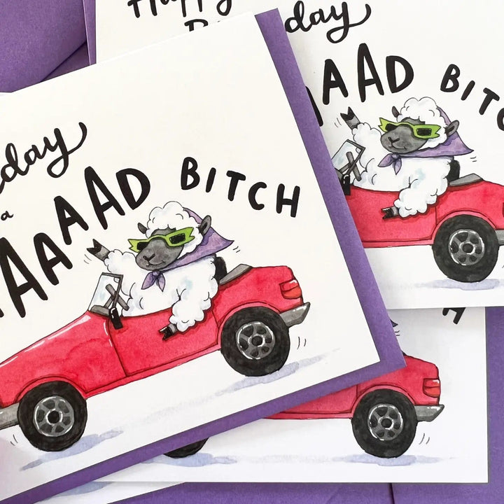 Paper Wilderness Single Card Baaaad Bitch Sheep Birthday Card
