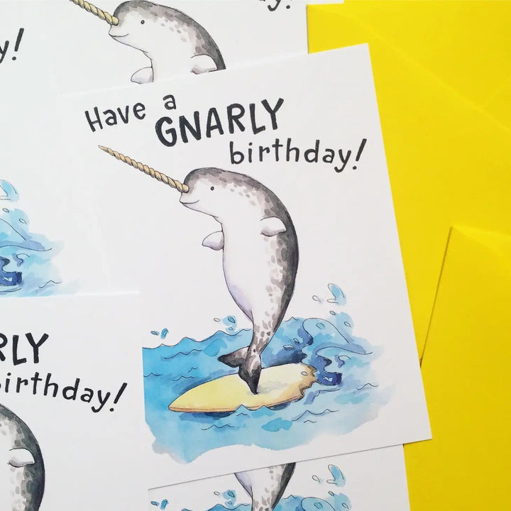 Paper Wilderness Single Card Have A Gnarly Birthday Narwhal Card