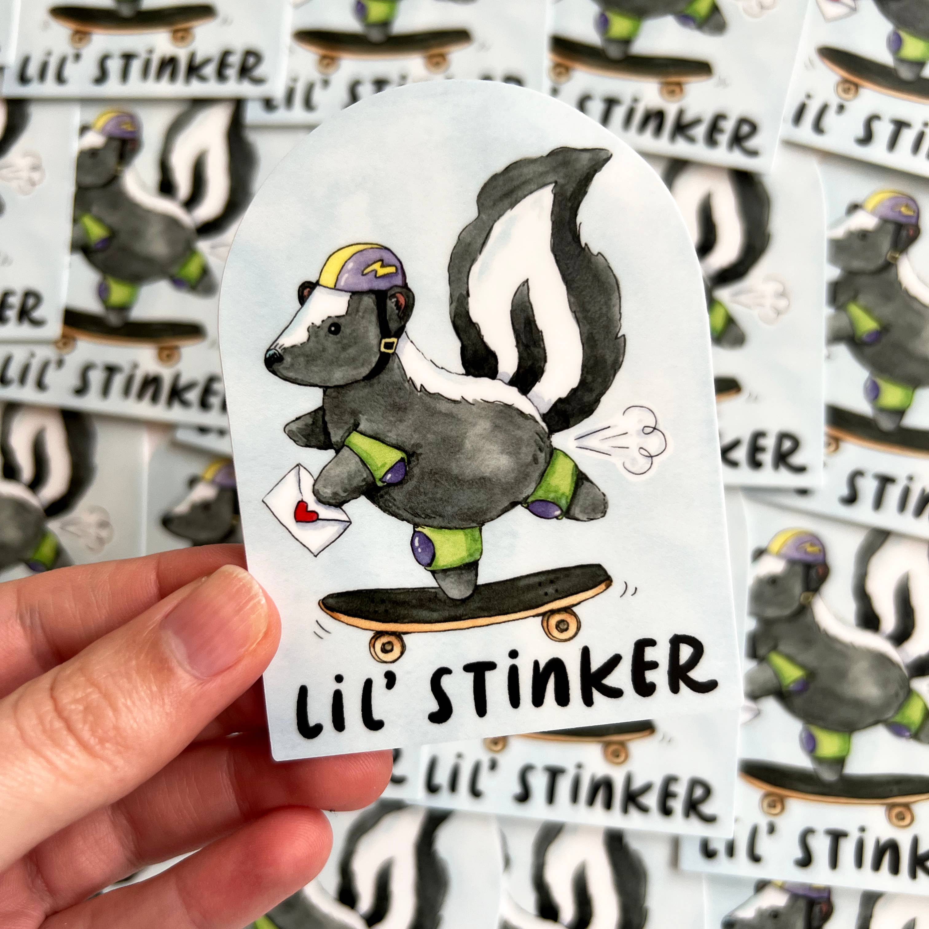 Lil' Stinker Skateboarding Skunk Sticker – Paper Luxe