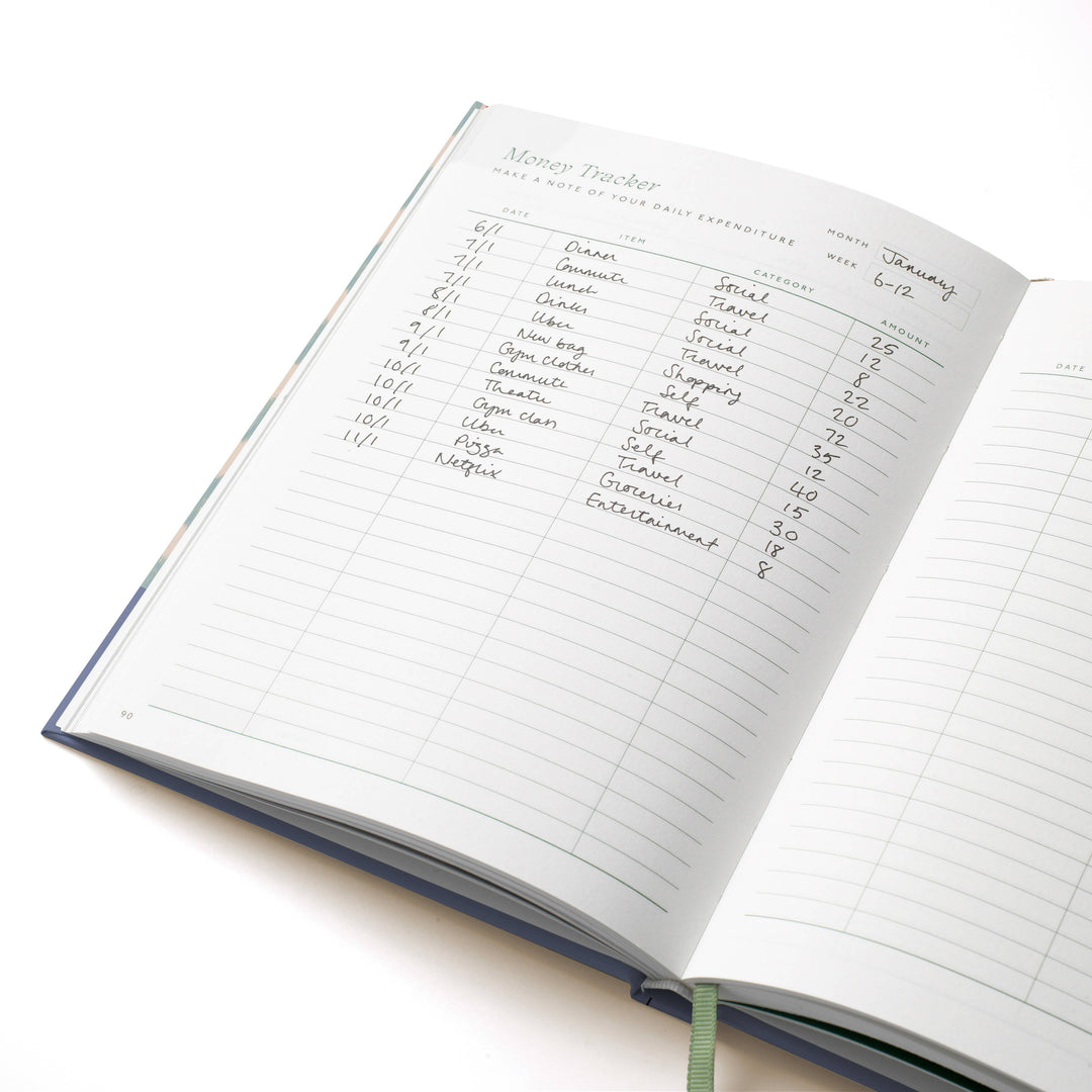 Papier paper Guided Finance Planner, Foiled A5 Hardcover - Starry Ikat