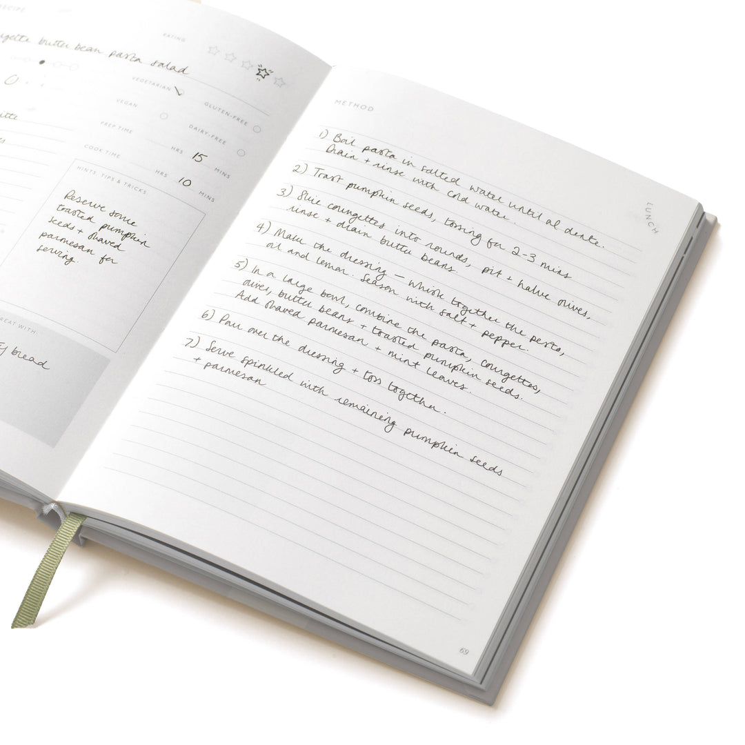 Papier paper Guided Recipe Journal, A5 Hardcover - Ceramic