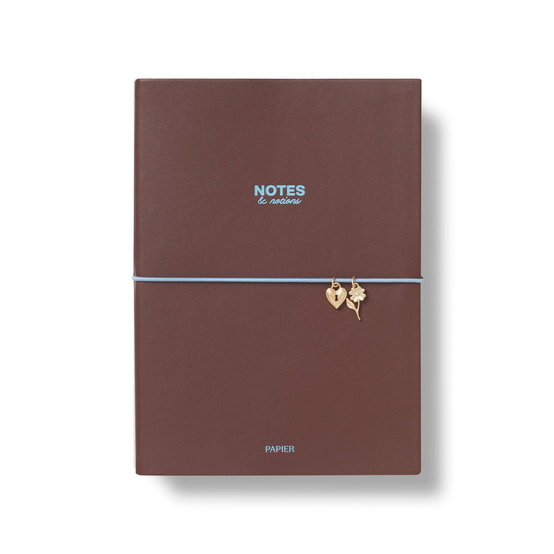 Papier paper Lined Notebook, A5 PU Softcover - Chestnut & Ink