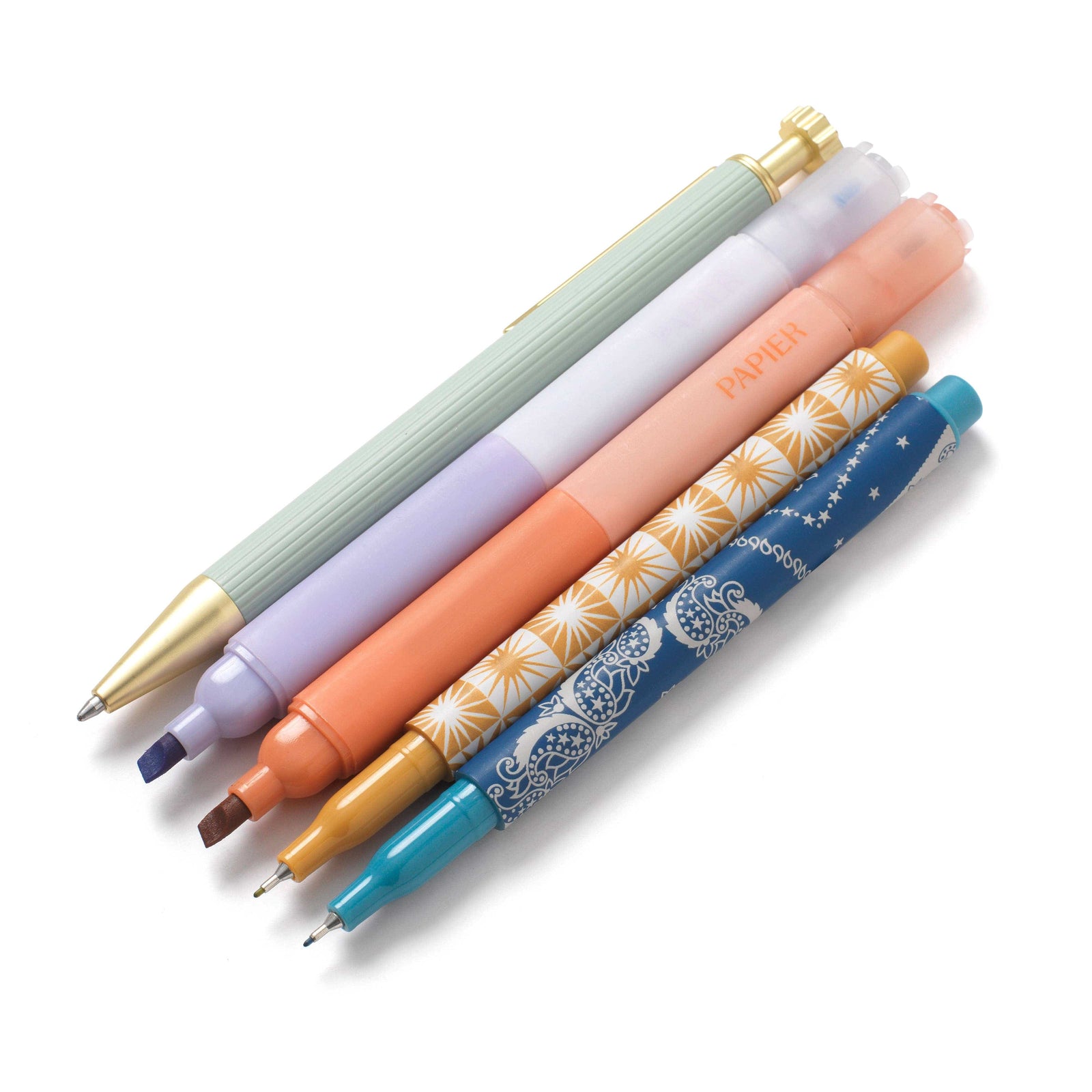 Papier paper Mixed Pen & Highlighter Set of 5 - Solstice