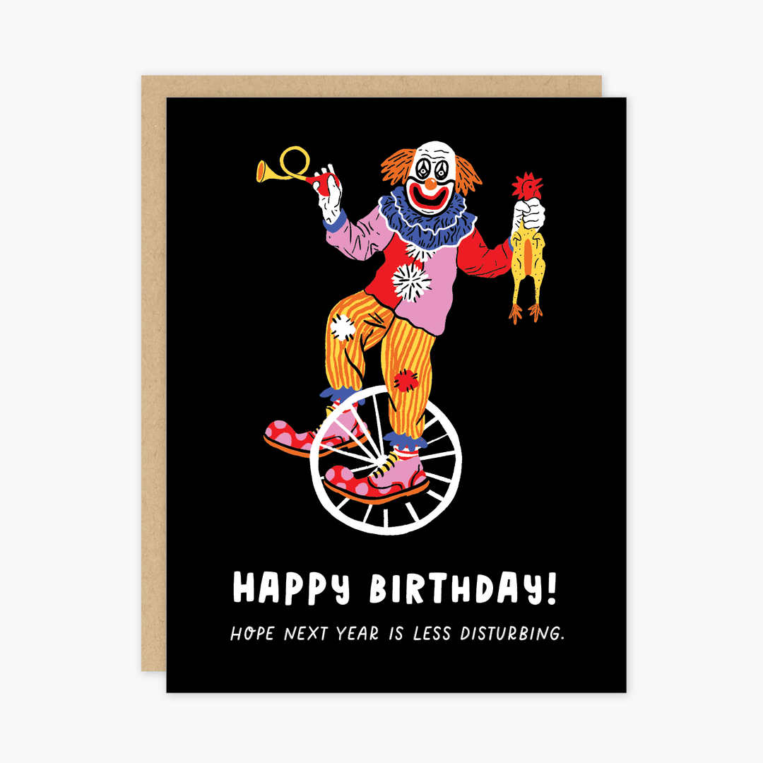 Party of One Card Birthday Disturbing Clown