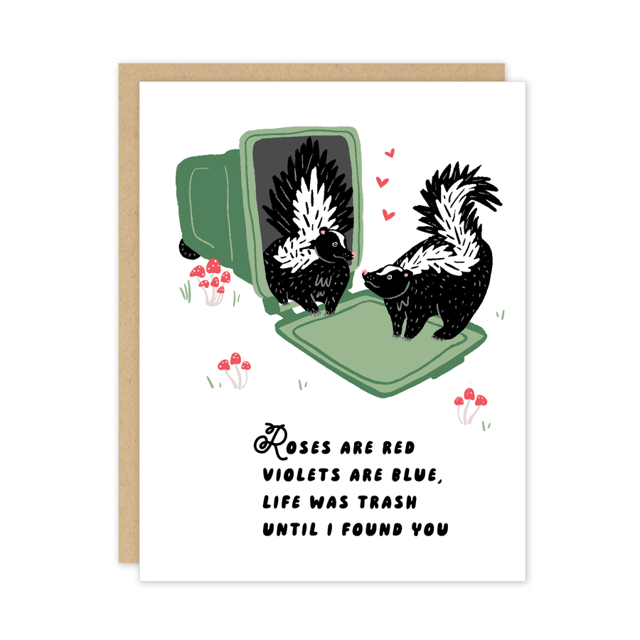 Party of One Card Roses Are Red Skunk Love Friendship Card