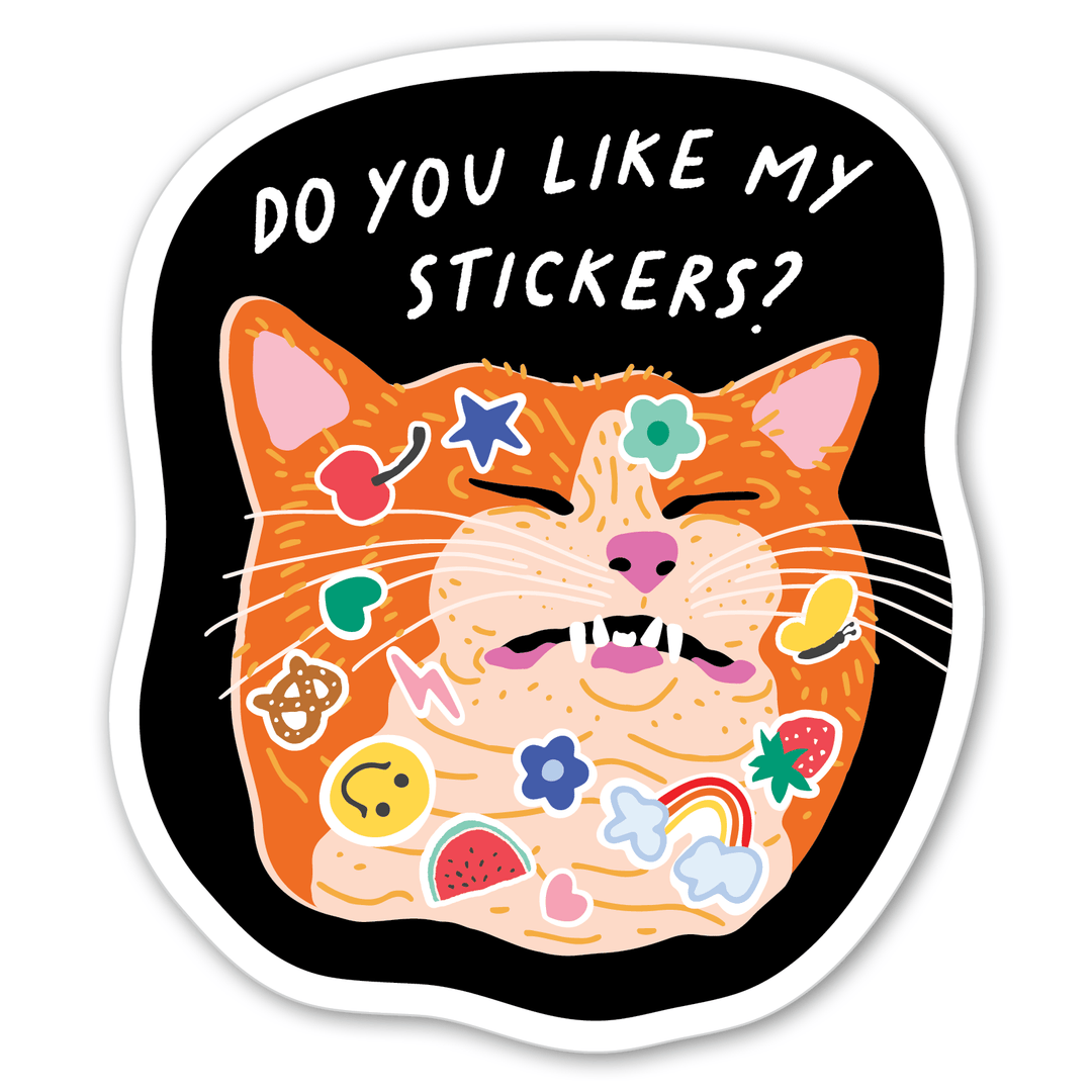 Party of One Sticker Stickers on Cat