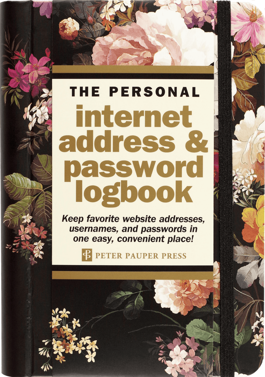 Peter Pauper Press Address Book Midnight Floral Internet Address & Password Logbook