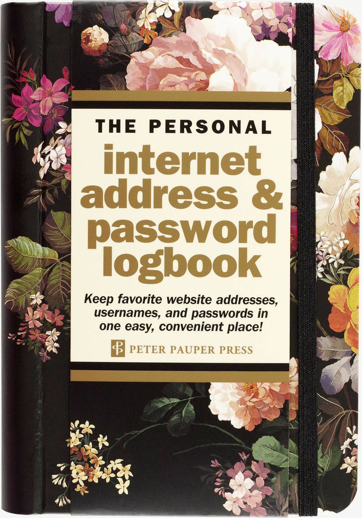 Peter Pauper Press Address Book Midnight Floral Internet Address & Password Logbook