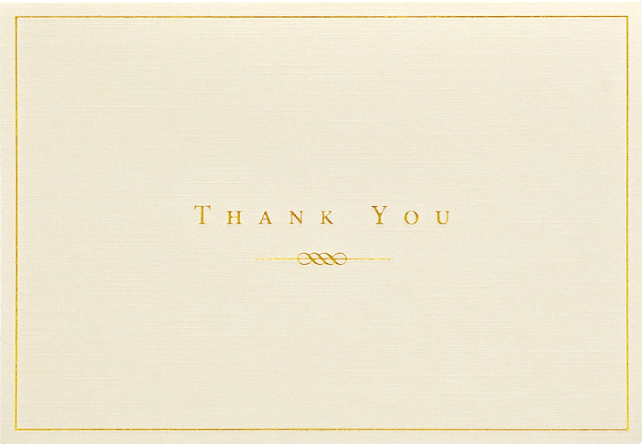 Peter Pauper Press Card Gold and Cream Thank You Notes