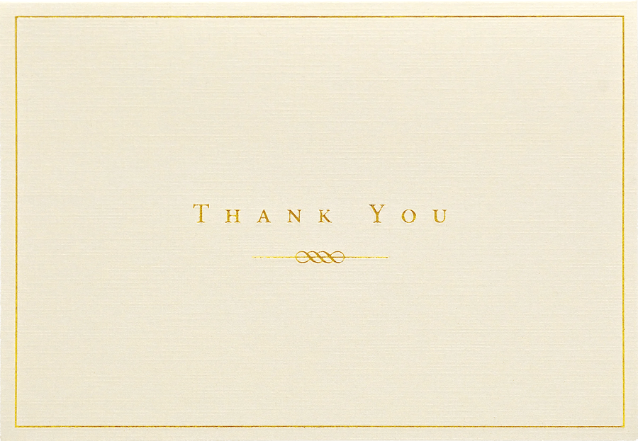 Peter Pauper Press Card Gold and Cream Thank You Notes