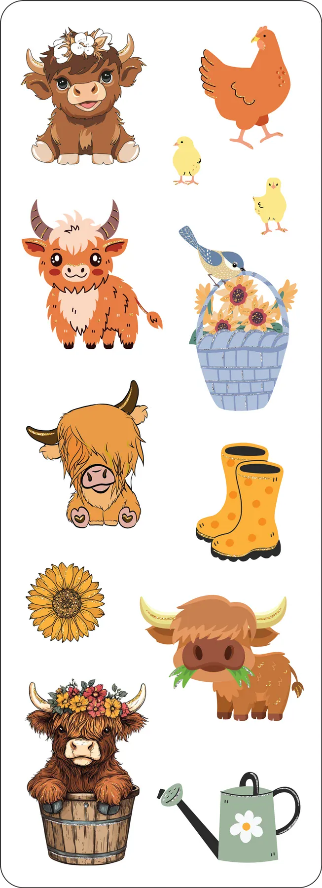 Peter Pauper Press Cards Highland Cows Sticker Set