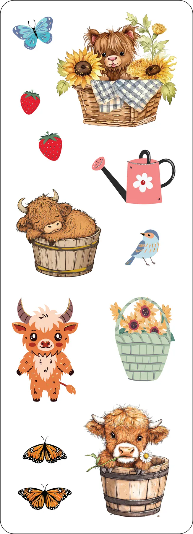 Peter Pauper Press Cards Highland Cows Sticker Set