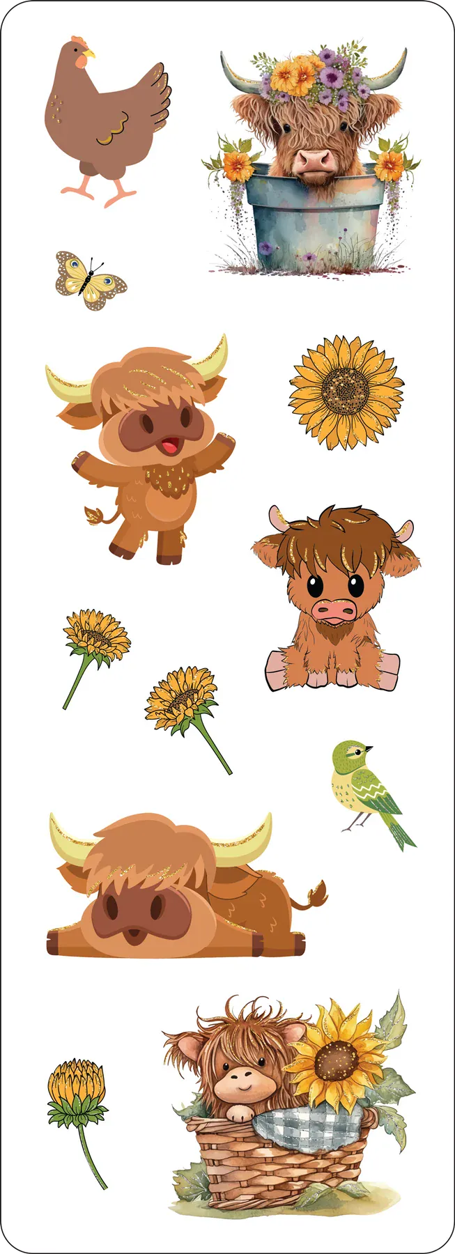 Peter Pauper Press Cards Highland Cows Sticker Set