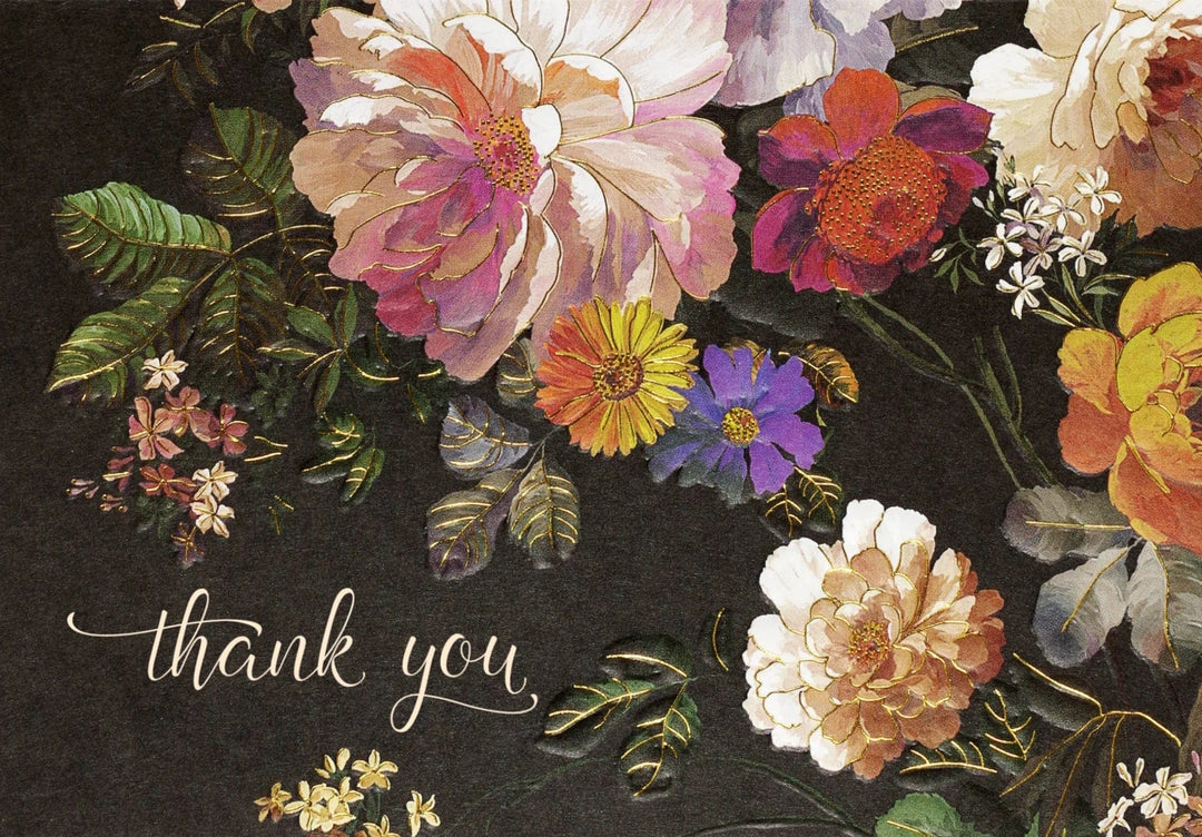 Peter Pauper Press Note Cards Midnight Floral Thank You Notes