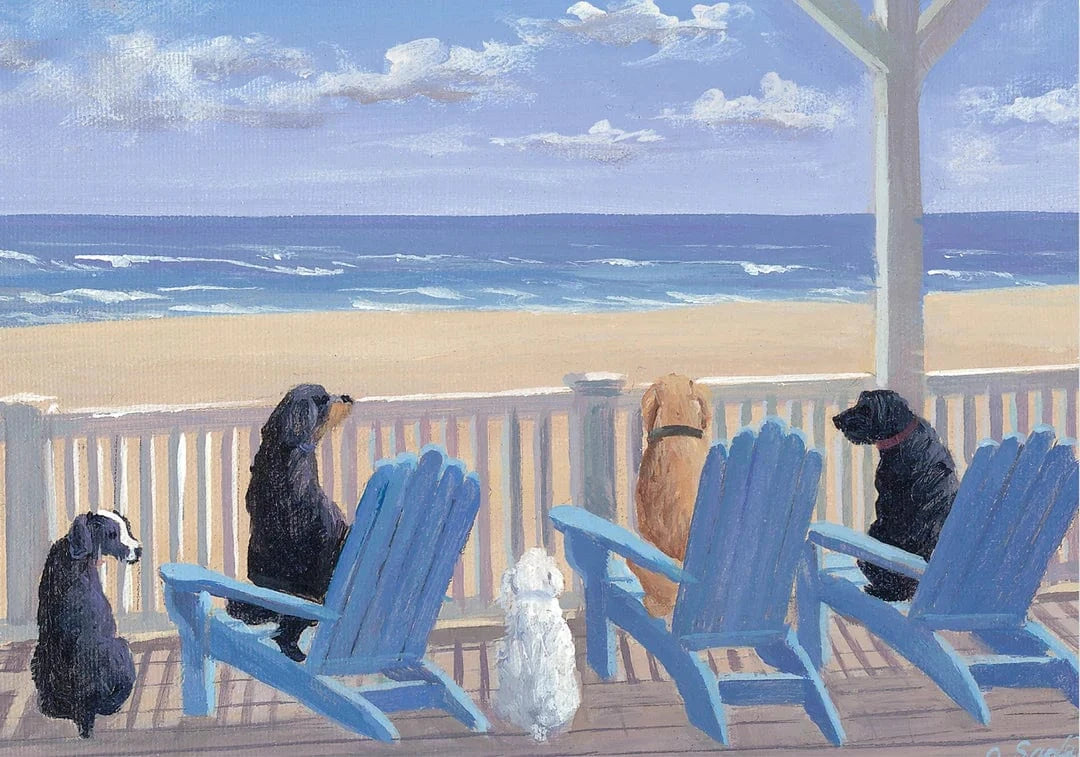 Peter Pauper Press Paper Dogs In Deck Chairs Note Cards