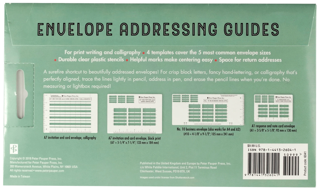 Peter Pauper Press Paper Envelope Addressing Guides
