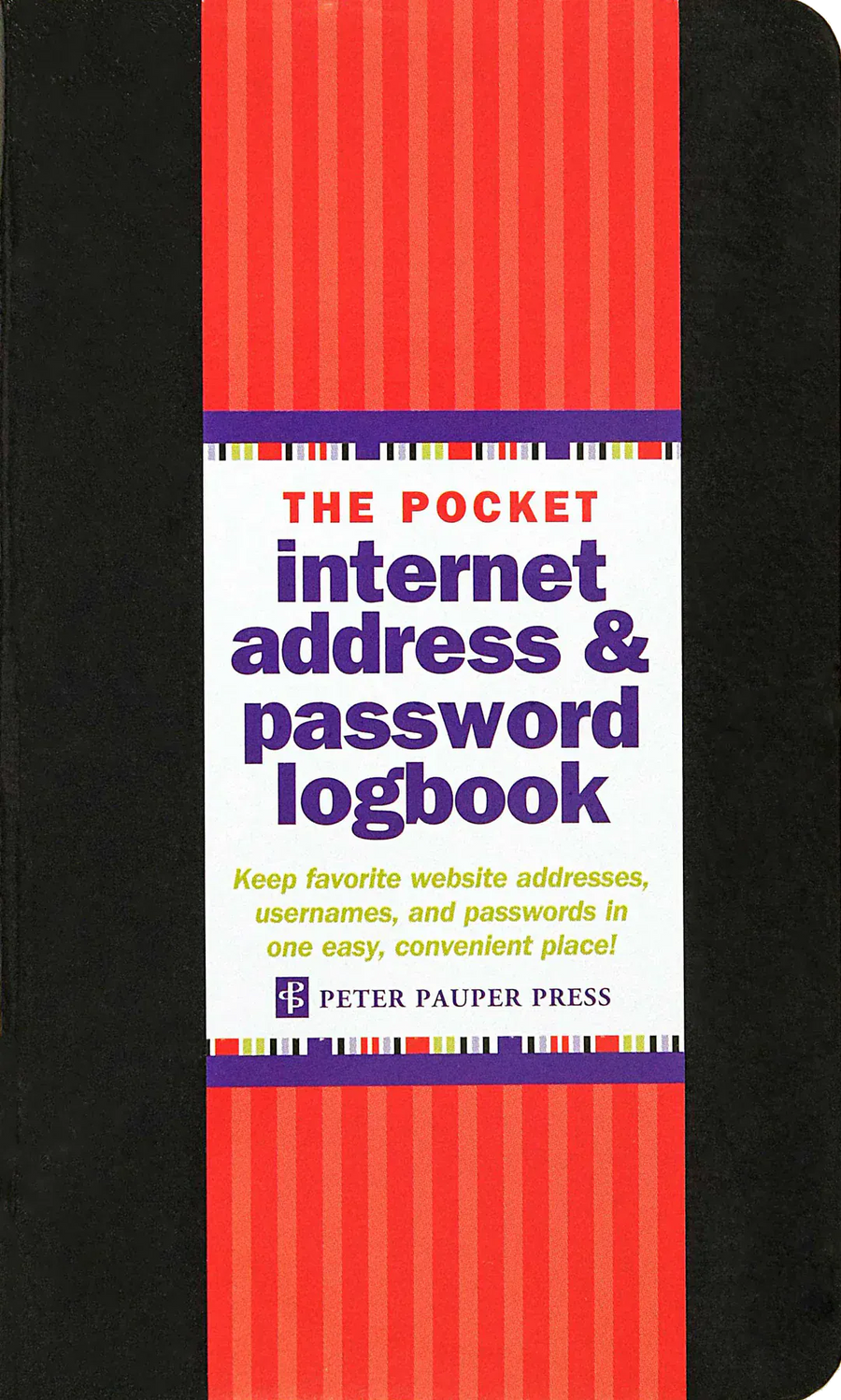 Peter Pauper Press Paper The Pocket Internet Address & Password Logbook (Black)