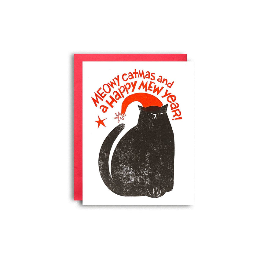 Pier Six Press Card Meowy Catmas - Christmas Risograph Card 