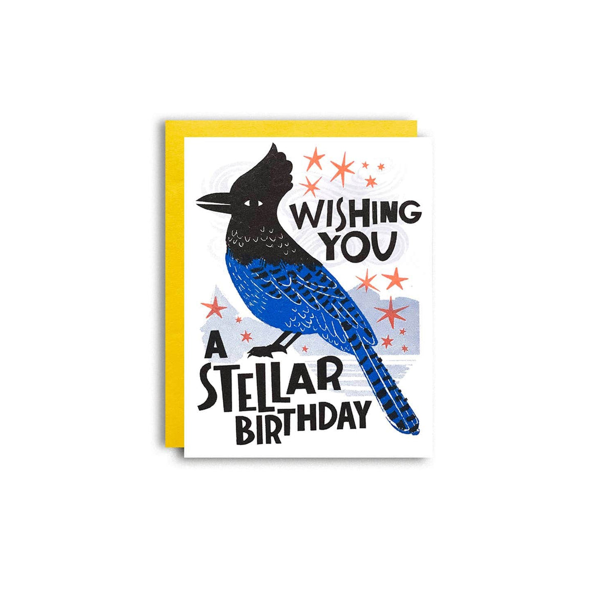 Pier Six Press Card Stellar Birthday - Stellar Jay Risograph Birthday Card