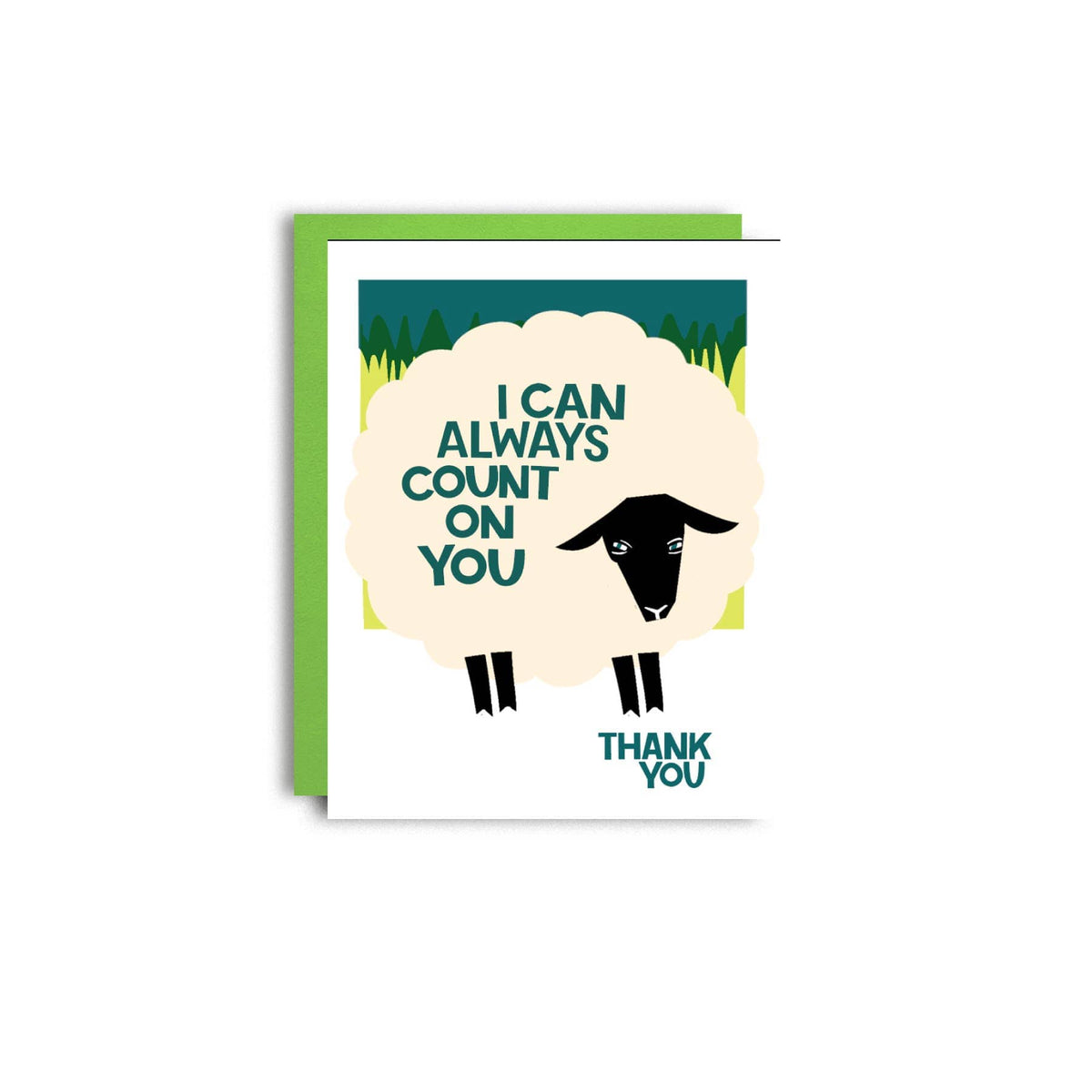 Pier Six Press Cards Count on You - Sheep Thank You Risograph Card