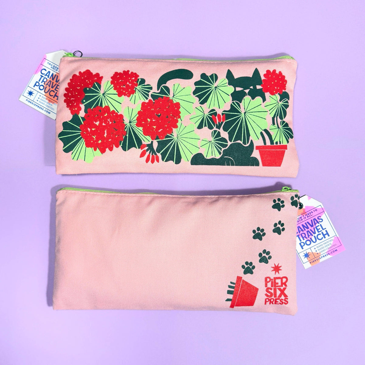Pier Six Press Fashion Houseplant + Cat Canvas Pouch