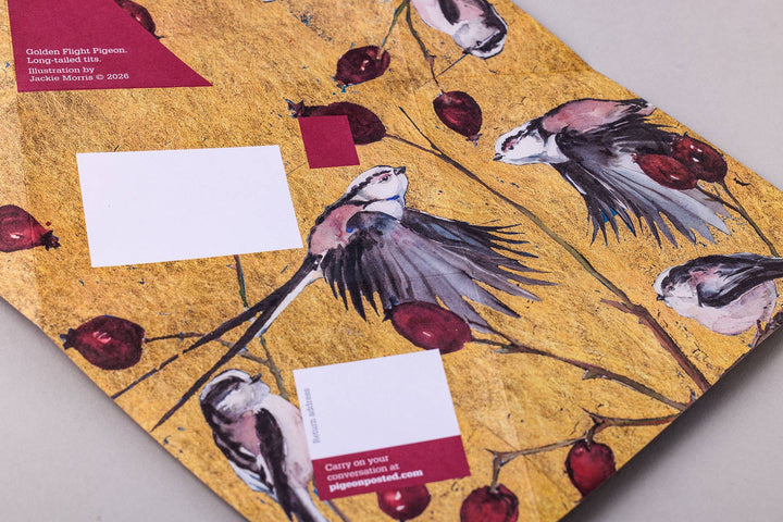 Pigeon Cards Golden Flight Pigeon, Folding Letter Set – Pack of 6 Letters