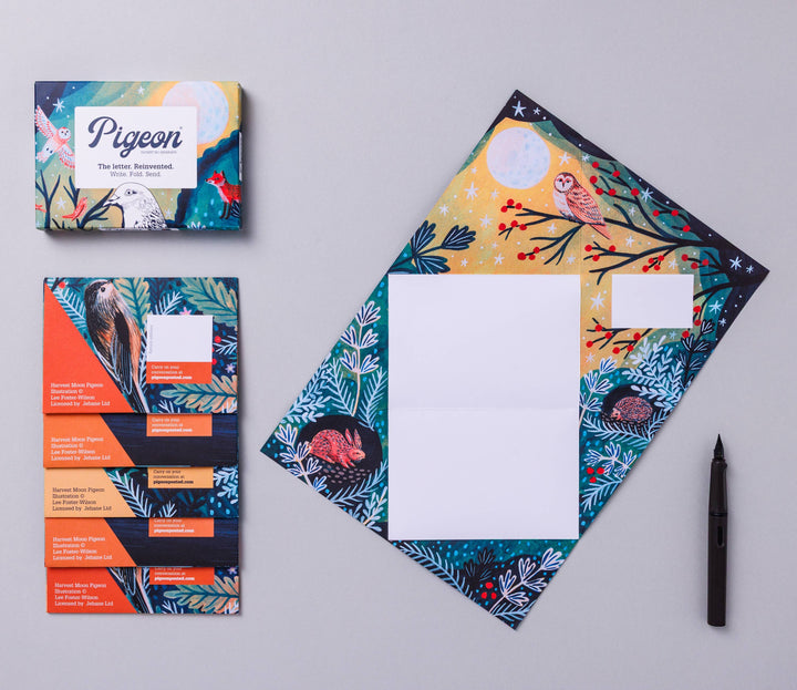 Pigeon Cards Harvest Moon Pigeon, Folding Holiday Letter Pack, Pack of 6