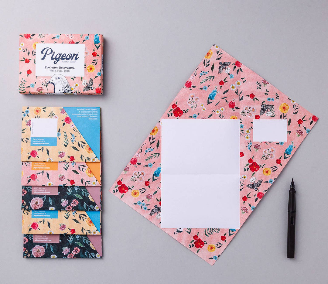 Pigeon Cards Sunday Letter Pigeon, Folding Letter Stationery, Pack of 6