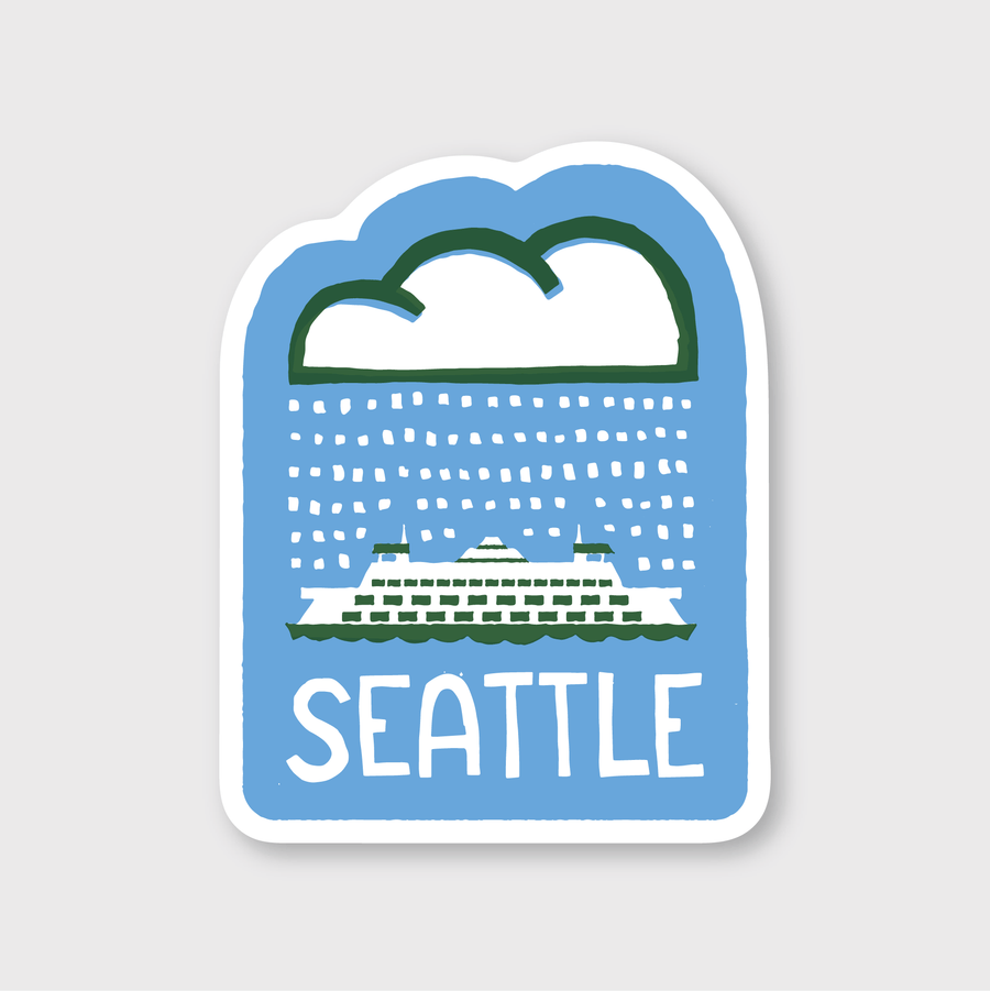 Pike Street Press Cards Seattle Ferry Rain Sticker