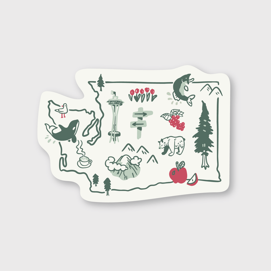 Pike Street Press Cards Washington Icons Sticker