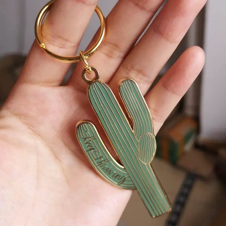 Pineapple Sundays Design Studio Keychain Keep Thriving Saguaro Cactus Keychain