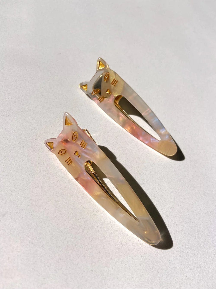 Solar Eclipse Hair Accessories Pink Pearl Cat Hair Clip 2pc Set