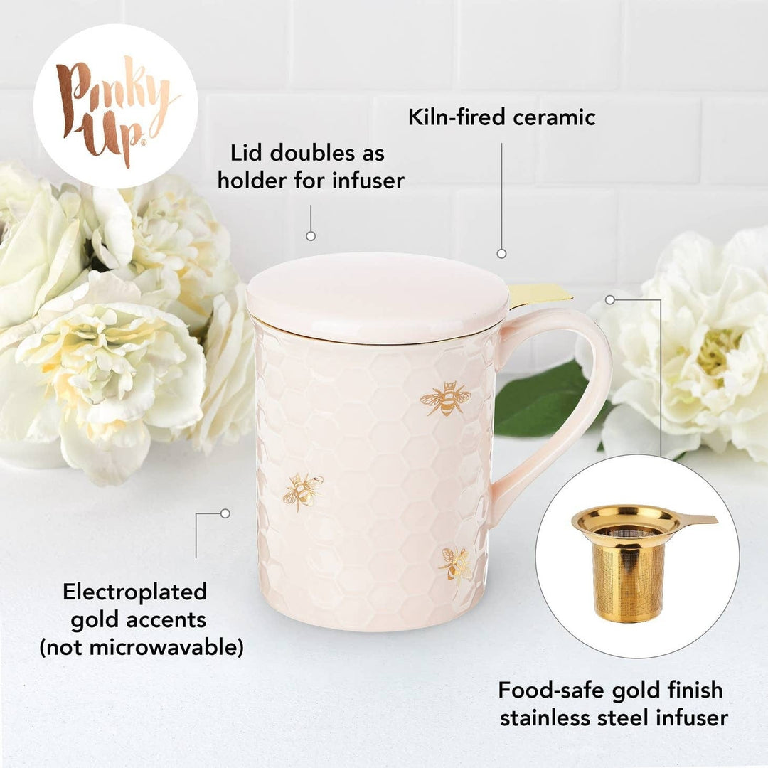 Pinky Up Mug Annette Honeycomb Ceramic Tea Mug & Infuser