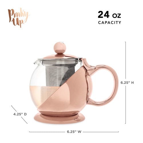 Pinky Up Tea & Infusions Shelby Glass & Rose Gold Wrapped Teapot