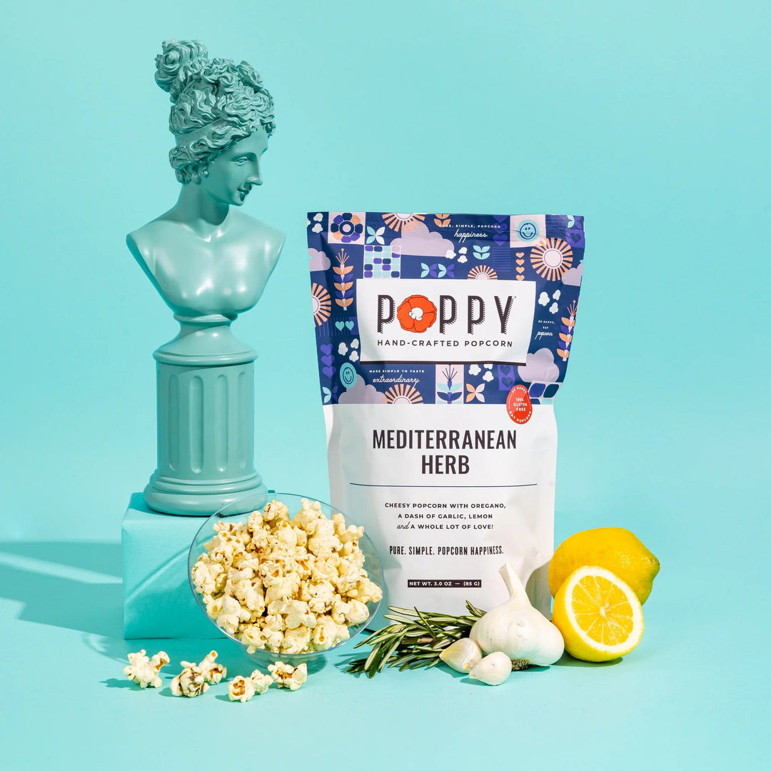 Poppy Handcrafted Popcorn Food and Beverage Mediterranean Herb | Poppy Popcorn