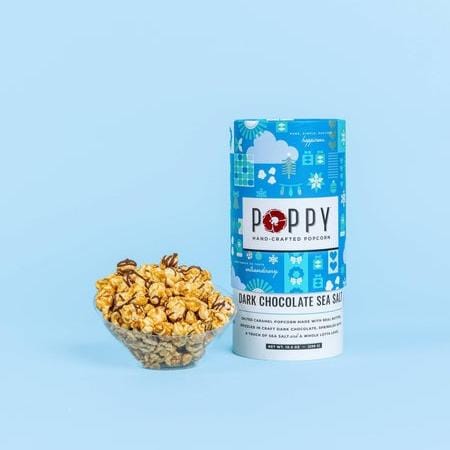 Poppy Handcrafted Popcorn Sweets Sea Salt Dark Chocolate Cylinder