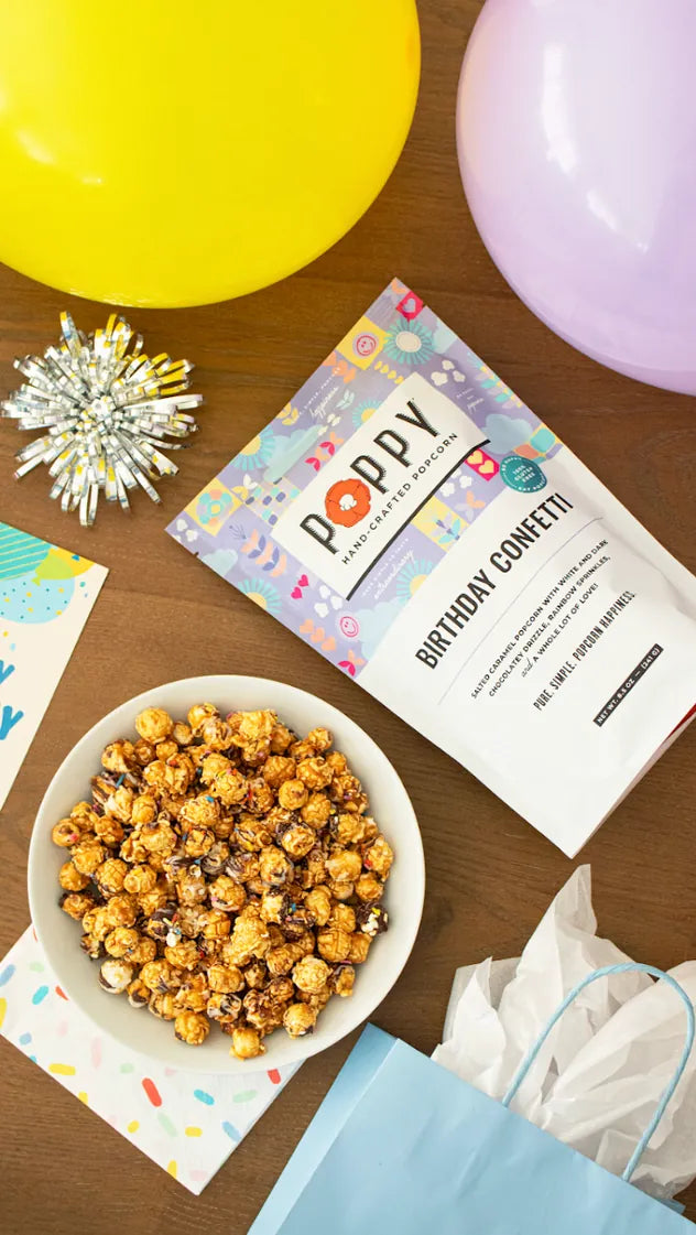 Poppy Handcrafted Popcorn Treats Birthday Confetti Market Bag
